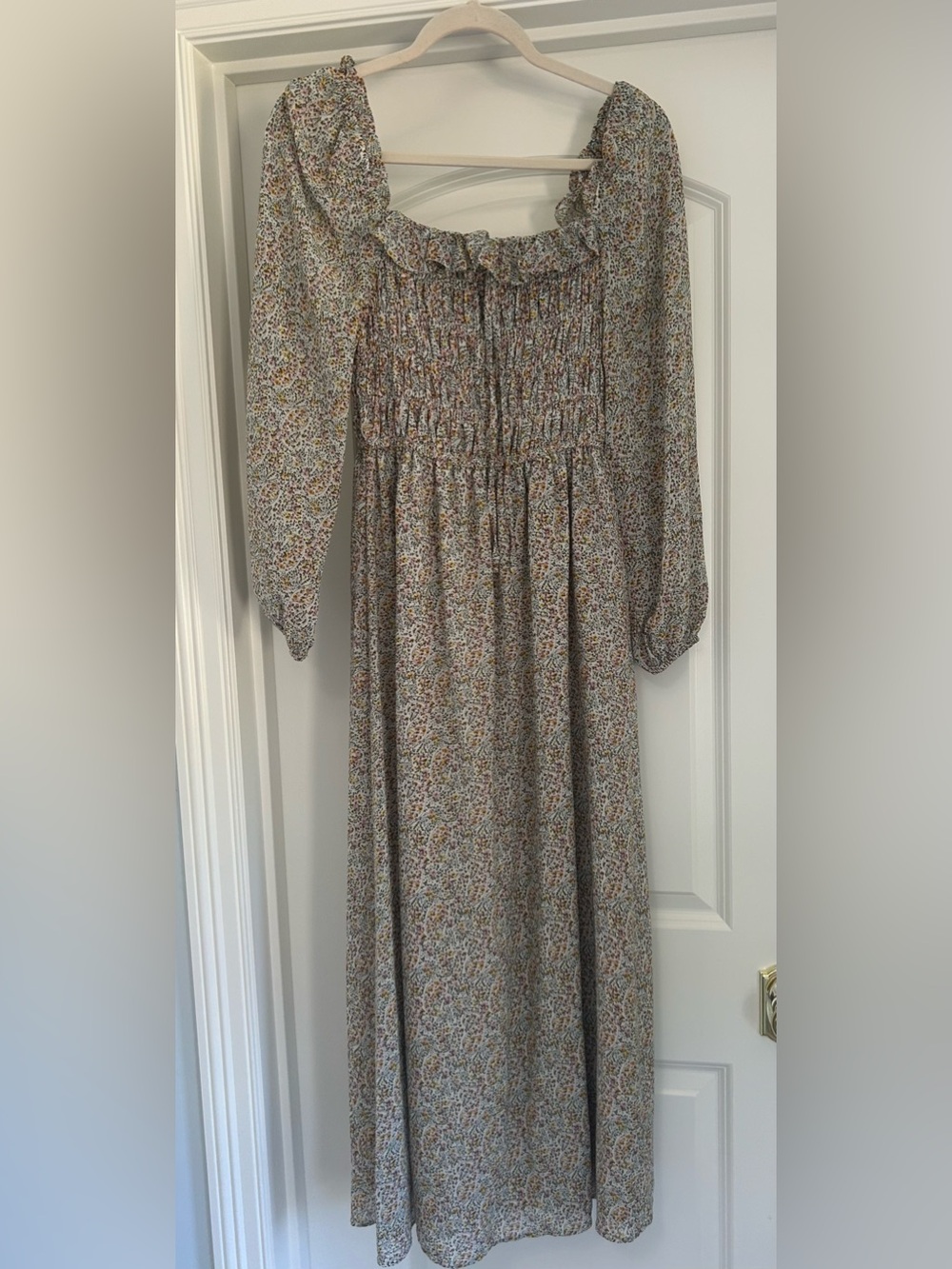 Bohme Floral Smocked Long Sleeve Maxi Dress